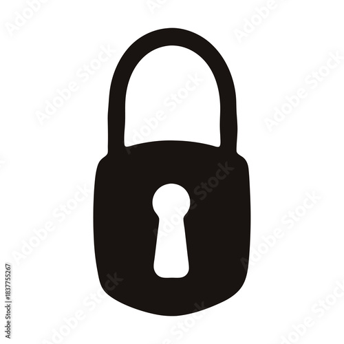 Isolated Black Padlock Symbol on White Background Representing Security and Protection