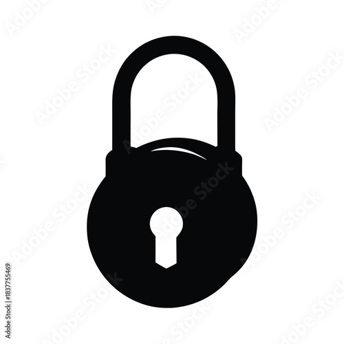 Isolated illustration of a vintage padlock, symbolizing security and restricted access concepts