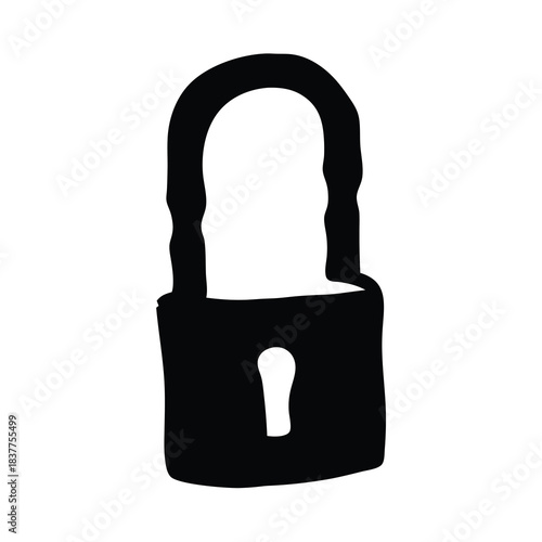 Stylized Black Silhouette of a Padlock, a Symbol of Security and Protection