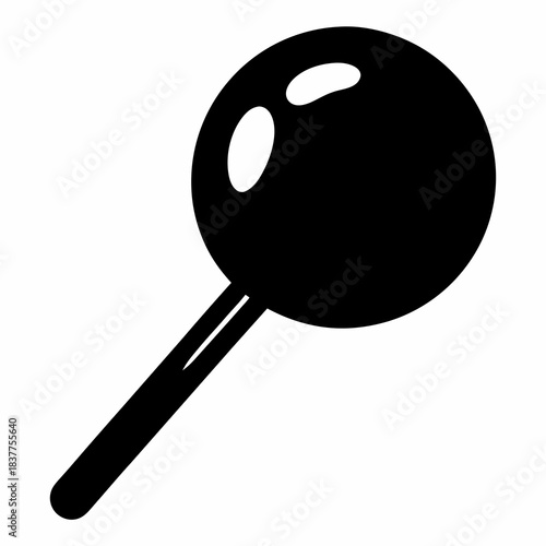Silhouette of a Round Magnifying Glass with Handle on White Background