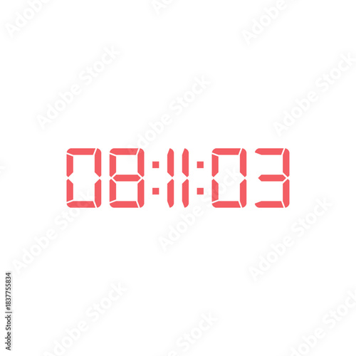 LED digital clock number for counter or calculator mockup design