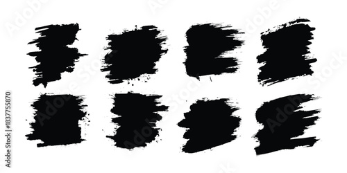 Black Paint Brush Stroke Shapes Set for Modern Graphic Design, Branding, Logo Elements, Poster, Social Media Content, Abstract Art, Grunge Texture and Creative Background