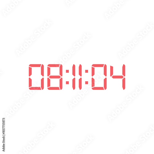 LED digital clock number for counter or calculator mockup design