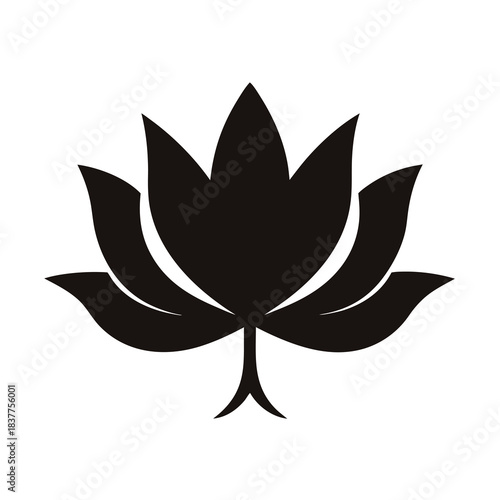Black lotus flower with delicate petals in a symmetrical arrangement design