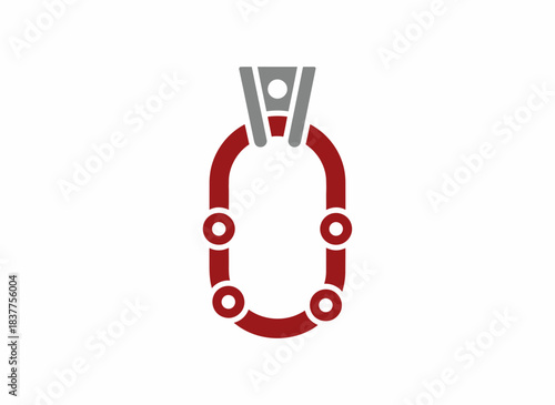 Flat vector icon of a carabiner clip used for climbing, safety equipment, and outdoor activitie