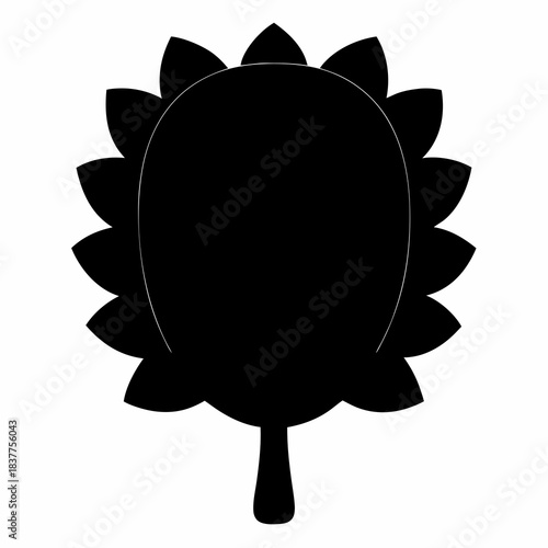 Abstract Black and White Tree Silhouette with FlowerLike Crown Design