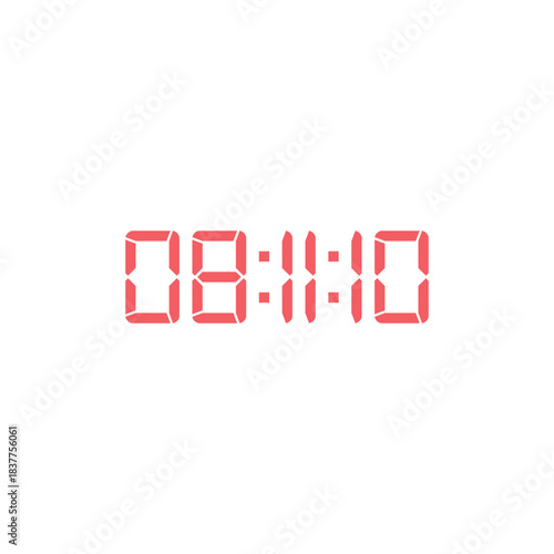LED digital clock number for counter or calculator mockup design