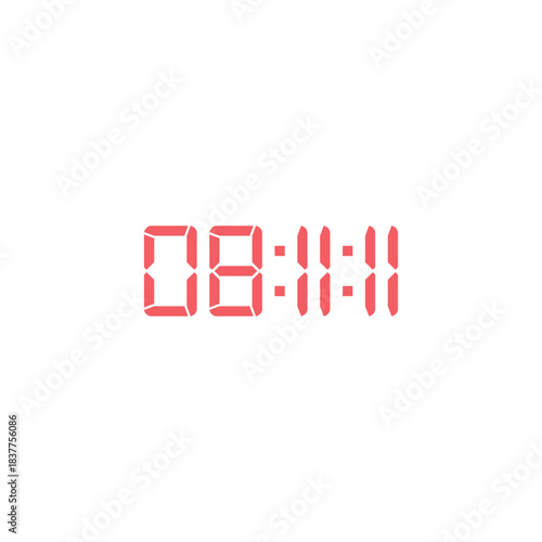 LED digital clock number for counter or calculator mockup design