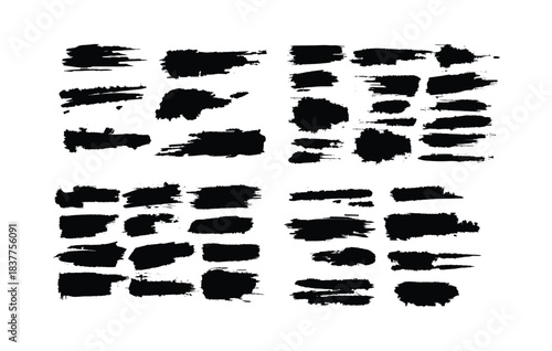 Abstract Black Paint Brush Stroke Collection for Modern Graphic Design, Branding, Logo Creation, Poster, Social Media Content, Artistic Texture, Grunge Effect and Creative Background