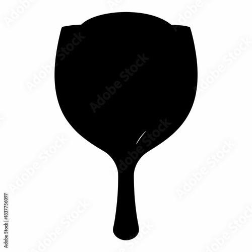 Black silhouette image representing a hand mirror isolated on a white background