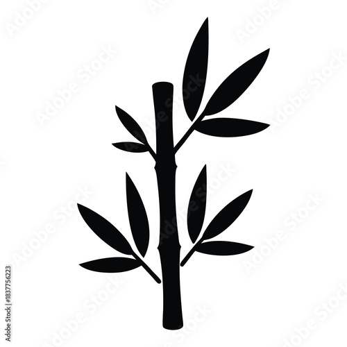 Elegant Bamboo Silhouette on a White Background, Representing Serenity and Simplicity