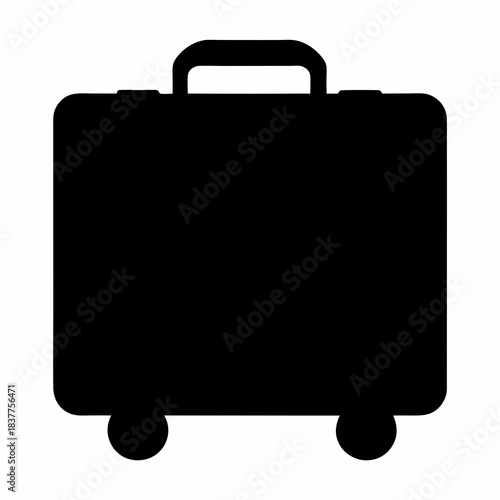 Silhouette illustration of a rolling suitcase, perfect for travel designs and vacation planning