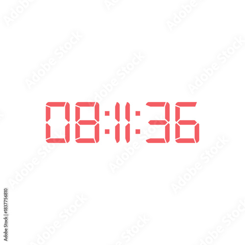 LED digital clock number for counter or calculator mockup design