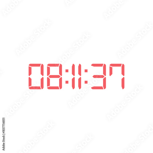 LED digital clock number for counter or calculator mockup design