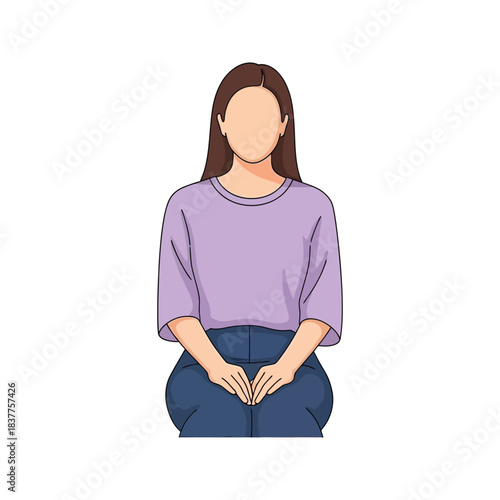 Black silhouette vector illustration of one business woman standing and posing with a smile