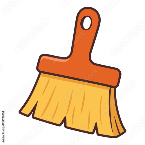 kitchen brush cleaning tool housekeeping equipment flat color vector illustration template design