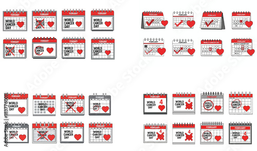 February calendar with world cancer day awareness