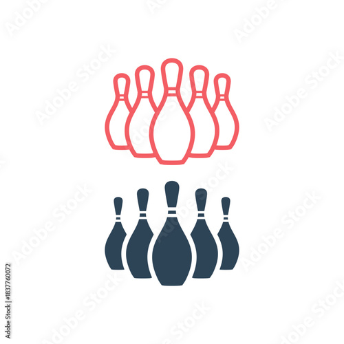 Bowling icons set flat vector template design trendy
