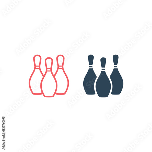 Bowling icons set flat vector template design trendy