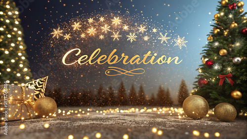 2026 festive Christmas celebration concept, elegant greeting inscription for holiday wishes, digital glitter background