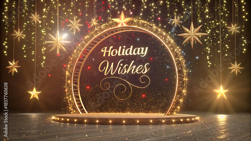 2026 festive Christmas celebration concept, elegant greeting inscription for holiday wishes, digital glitter background