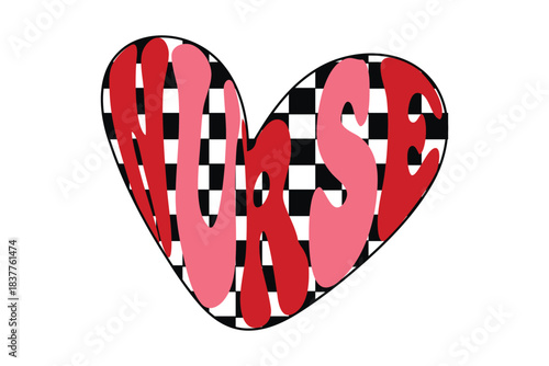 Retro Nurse Love Hearts Valentines EPS T-shirt Design