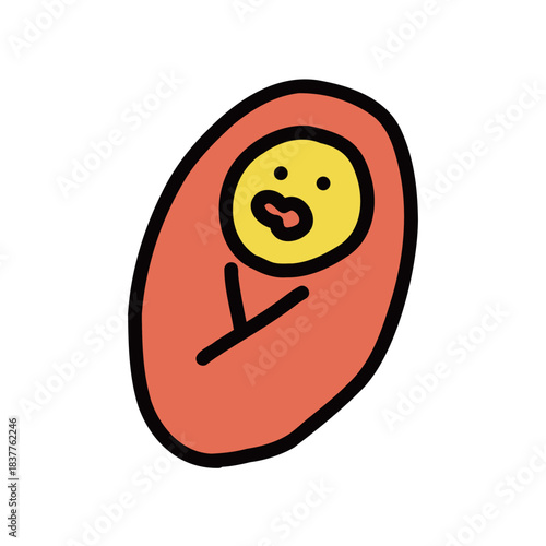 おくるみの赤ちゃん｜手描きイラストアイコン