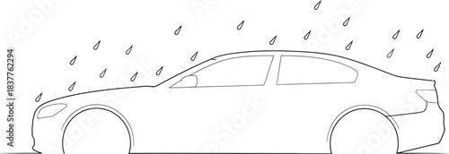 Automotive aerodynamics wind tunnel test visualization showing airflow lines over a car profile isolated on white background