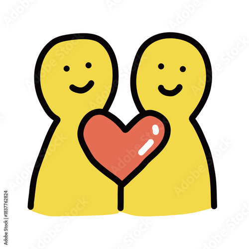 カップル・夫婦・恋人・思いやり｜手描きイラストアイコン