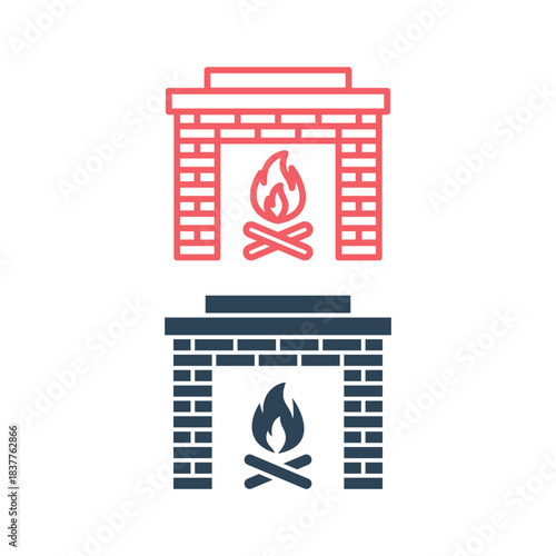 Fireplace icons set logo template illustration