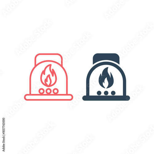 Fireplace icons set logo template illustration