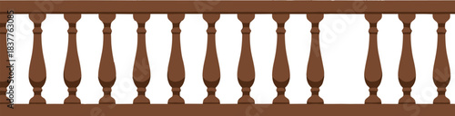 Classic Wooden Balustrade or Courtroom Railing Decorative Barrier Isolated Vector Illustration Element Perfect for Architecture and Historical Design.