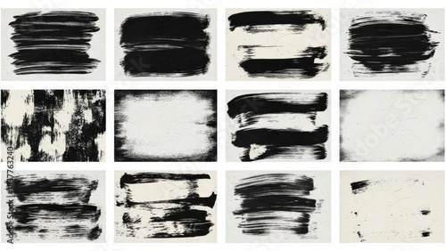 Collection of black brush strokes textures for backgrounds design use