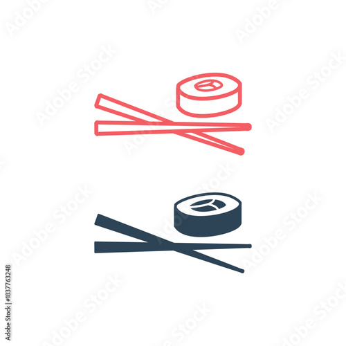 Sushi food icons set logo template illustration