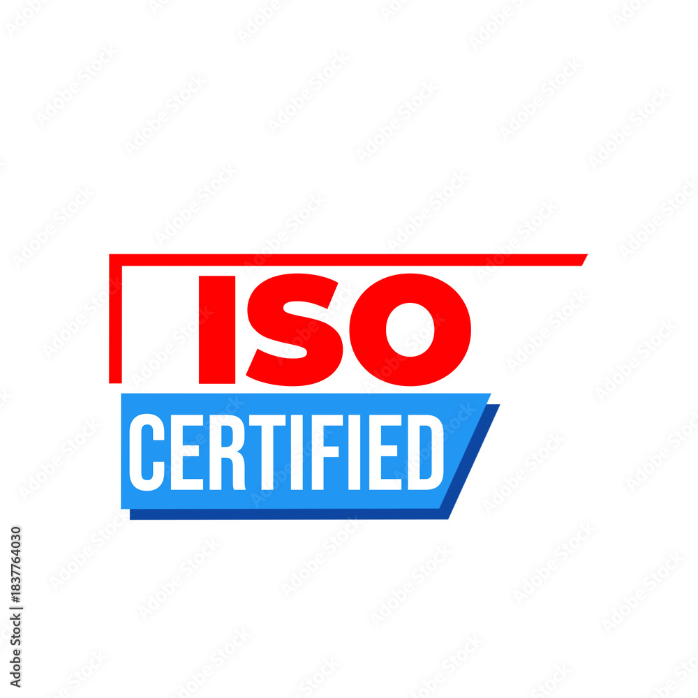 Obraz premium ISO certified png, corporate quality badge, verified performance mark, trusted validation seal, clear PNG format