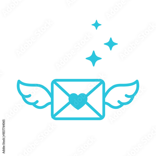 Letter, Isolated on White, Blue icon