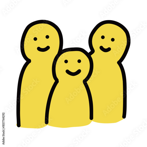 一人っ子と両親　3人家族｜手描きイラストアイコン｜手描きイラストアイコン