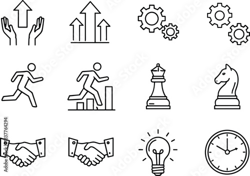 Vector Collection for Growth, Management, Teamwork, Innovation, Development, and Time Planning