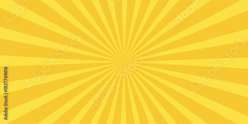 Yellow banner with Sun rays, yellow lines background, light