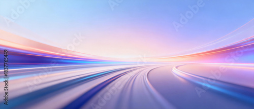 Pink-blue light stream trail, dynamic & future scene