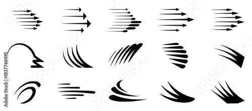 Collection of Speed Lines and Arrow Graphics for Motion and Direction