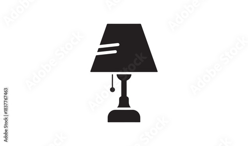 Black and white table lamp object with a stylish metal shade isolated for modern interior decor