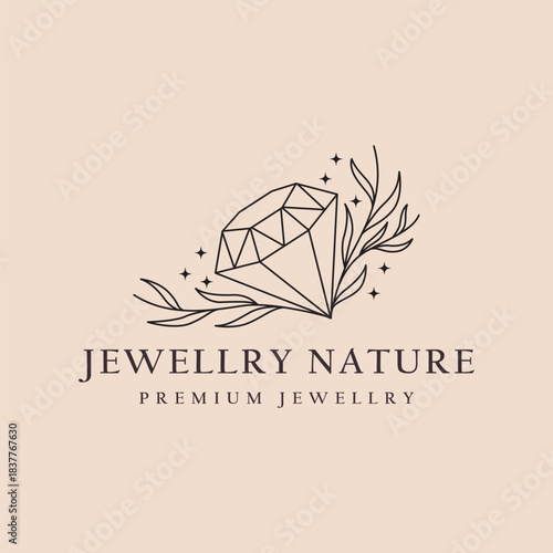 jewelry  diamond  beauty  botanical  feminine  logo  icon symbol illustration minimalist design vector