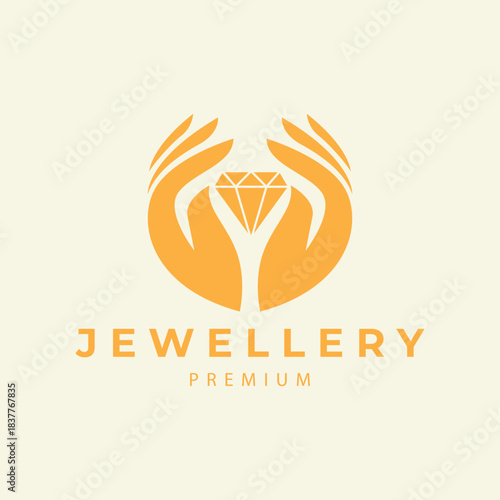 Jewelry logo  diamond  hand  icon symbol illustration minimalist design vector
