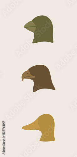 Bird head silhouette set