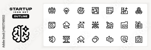 Startup Line Icon, Outline Symbol for Business Launch, Entrepreneurship Venture, Innovation Strategy, Corporate Development, and Financial Growth. Vector Sign Icon.