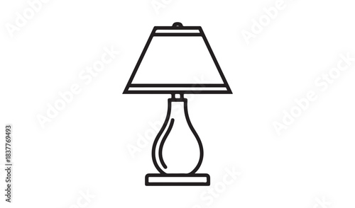 Simple outline drawing of a classic table lamp with a lampshade