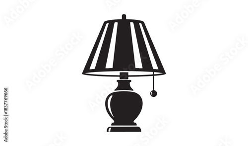 Classic electric table lamp with shade isolated on a white background for home interior lighting decor