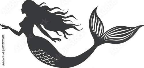 Mermaid icon vector with ocean-inspired aesthetics for stationery, travel graphics, and brand identity.