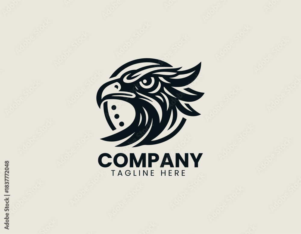Fototapeta premium Powerful Eagle Vision emblem in bold black vector logo illustration
